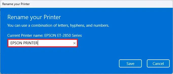 Windows 11 renommer l'imprimante