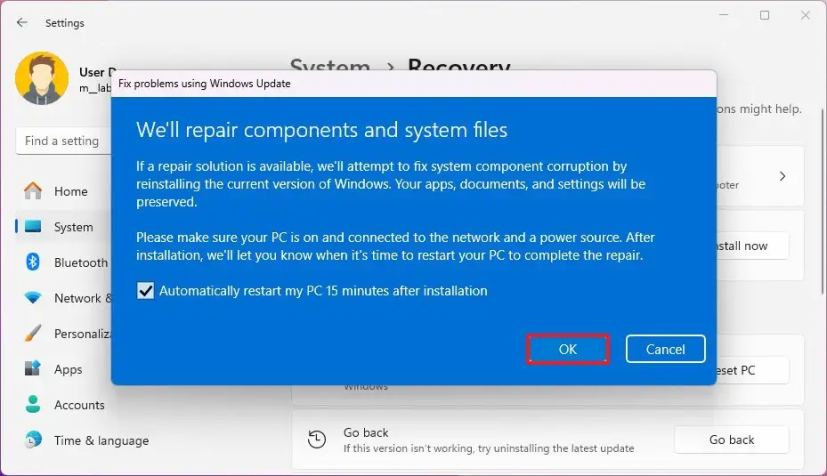 Windows 11 résout les problèmes de réinstallation
