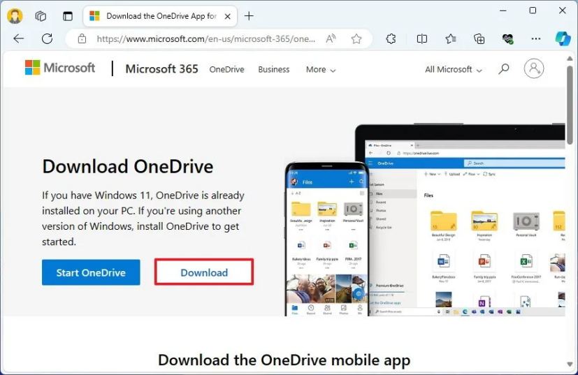 Microsoft télécharge OneDrive