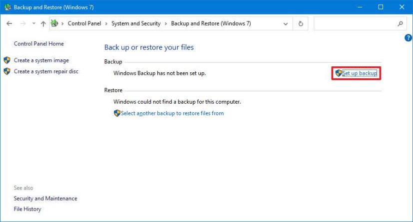 Configurer la sauvegarde sur Windows 10