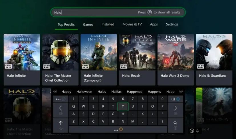 Nouvelle page de recherche Xbox