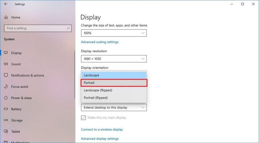 Windows 10 change d'orientation