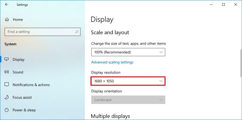 Windows 10 change la résolution