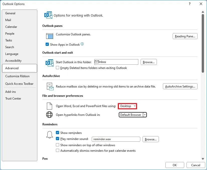 Outlook ouvre des fichiers avec les applications Office