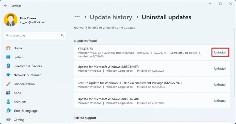 Windows 11 désinstaller les mises à jour