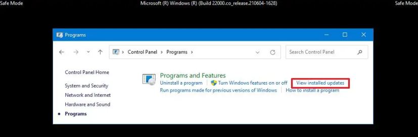Afficher les mises à jour installées en mode sans échec de Windows 11