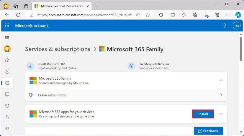 Option d'installation de Microsoft 365