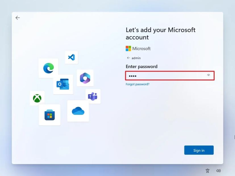 Faux mot de passe Windows 11 OOBE