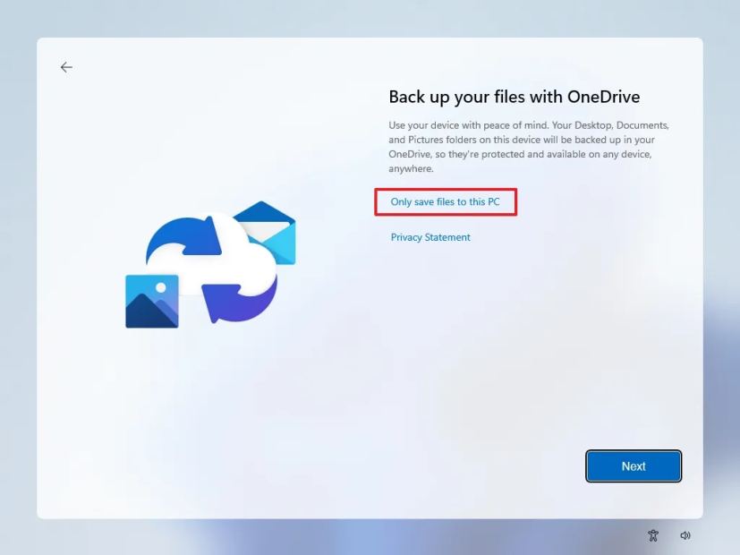 Sauvegarde des fichiers OOBE de Windows 11 sur OneDrive
