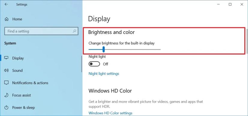 Les paramètres de Windows 10 modifient la luminosité