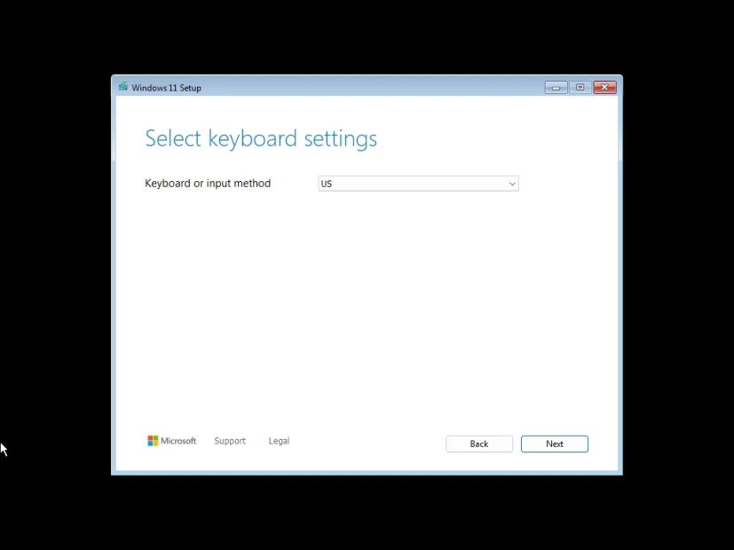 Paramètres du clavier d'installation de Windows
