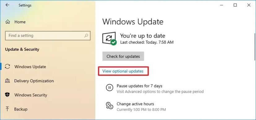Windows 10 affiche les mises à jour facultatives