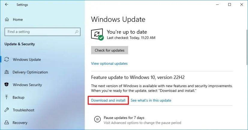 Mise à niveau vers Windows 10 22H2