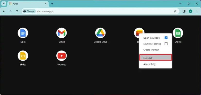 Chrome désinstalle l'application Microsoft Lists