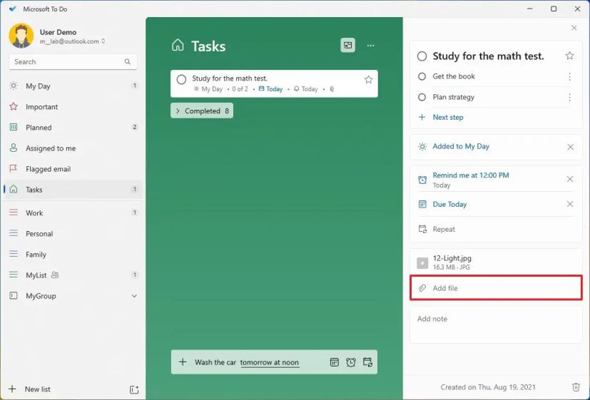 Joindre un fichier à une tâche sur Microsoft To Do