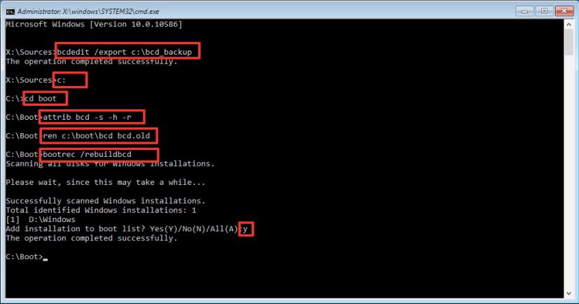 Corrigez le MBR sur Windows 10 à l'aide de l'option de commande RebuildBCD avec Bootrec.exe