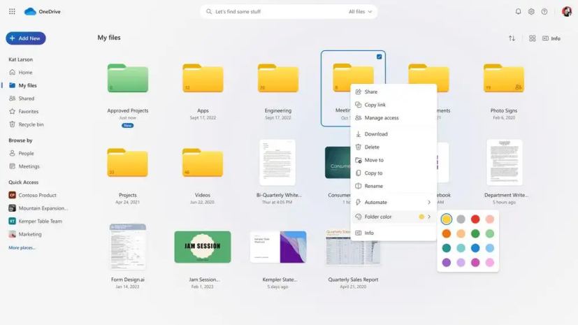 Couleurs du dossier OneDrive