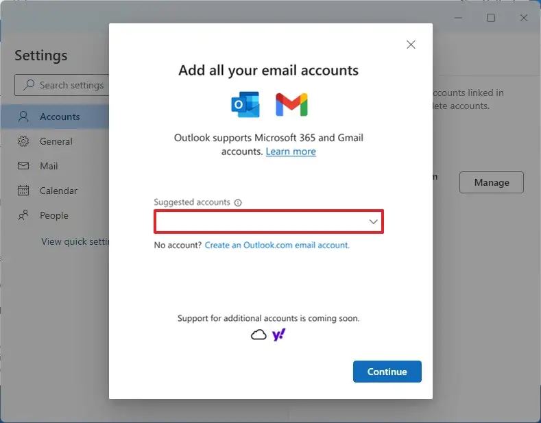 Nouvel Outlook ajoute un compte Gmail