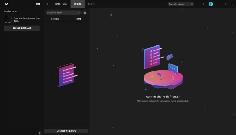 Amis et discussions Game Pass de l’application Xbox