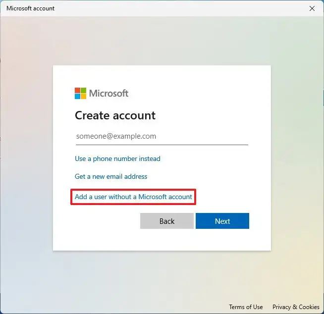 Ajouter un utilisateur sans compte Microsoft