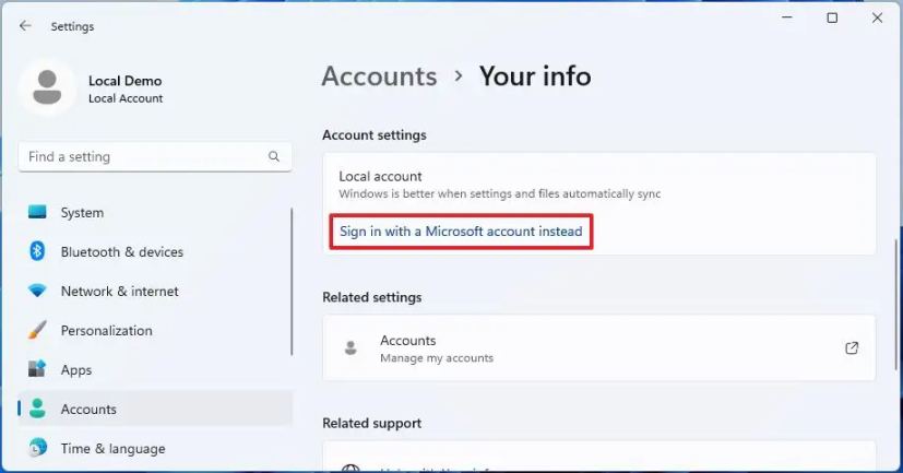 Lier Windows 11 au compte Microsoft