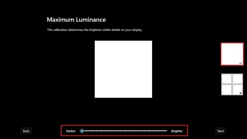 luminance maximale