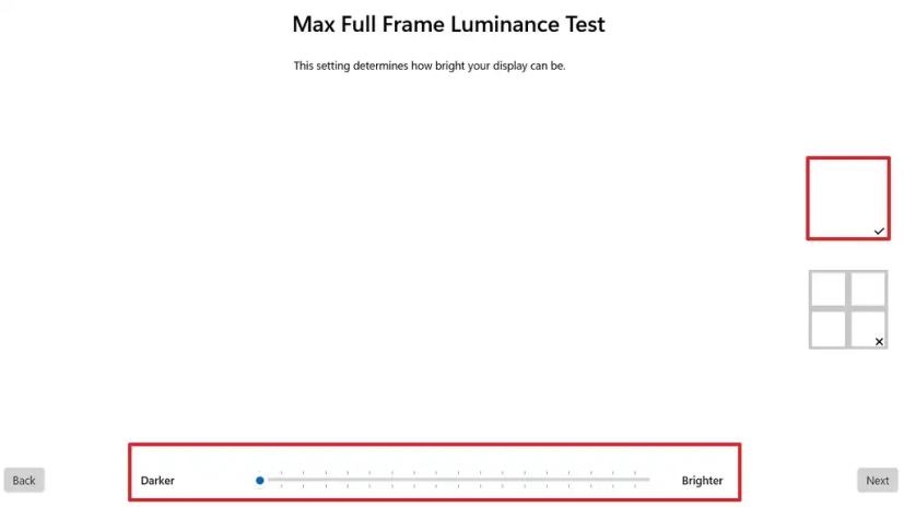 test de luminance plein format maximum