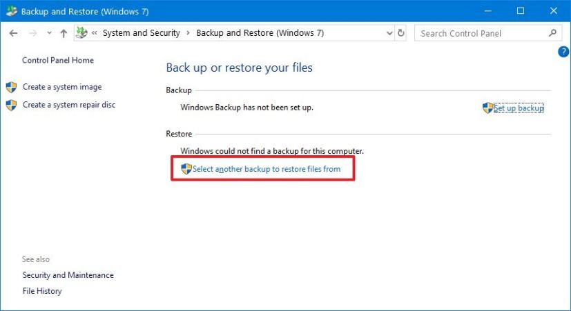 Windows 10 restaure les fichiers Windows 7
