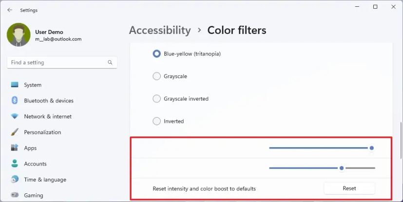 Les filtres de couleur changent l'intensité