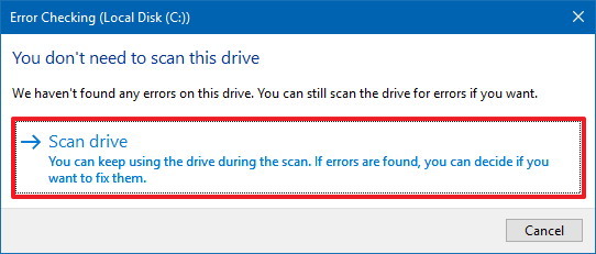 Outil de vérification des erreurs du disque dur sous Windows 10