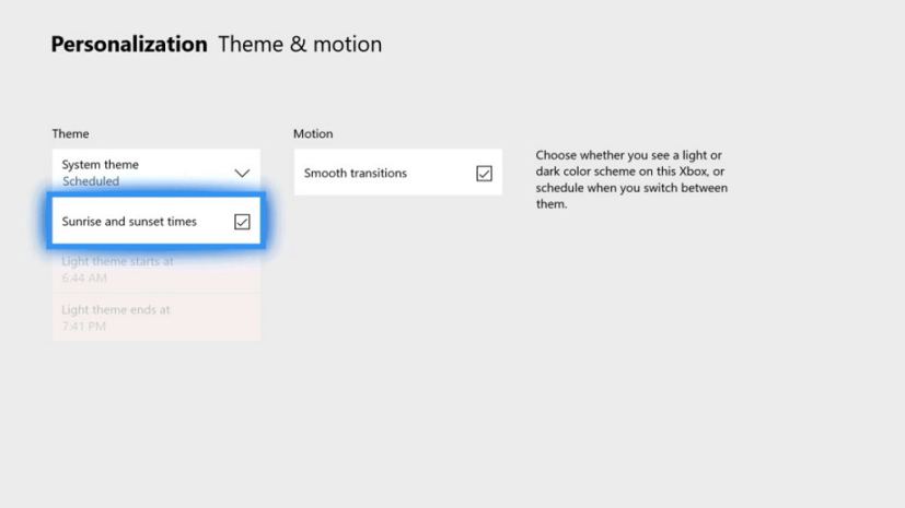 Paramètres du thème Xbox One
