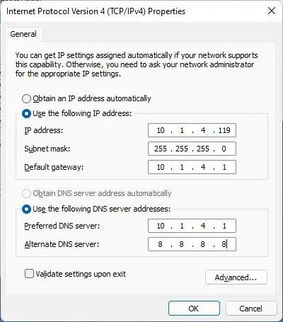 Définir une adresse IPv4 statique dans le Panneau de configuration