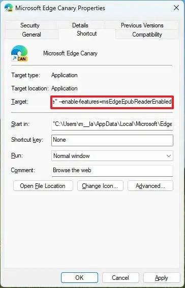 Microsoft Edge active le lecteur EPUB