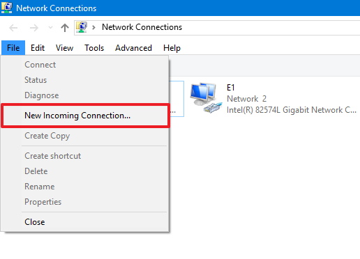 Nouvelle option de connexion entrante sur Windows 10