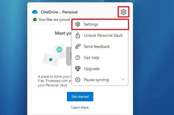 Paramètres ouverts de OneDrive