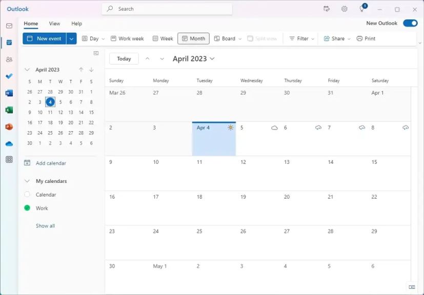 Nouveau calendrier Outlook de Windows 11