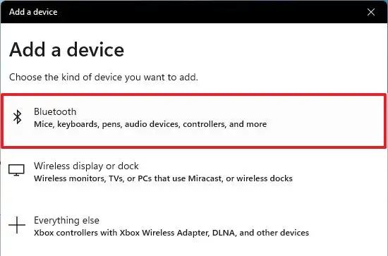 Option de couplage Bluetooth Windows 11