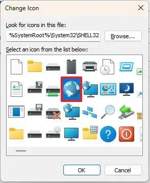Icône de sélection de raccourci Windows 11