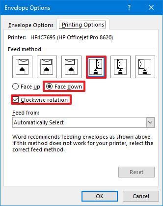 Options d'impression de lettres Word