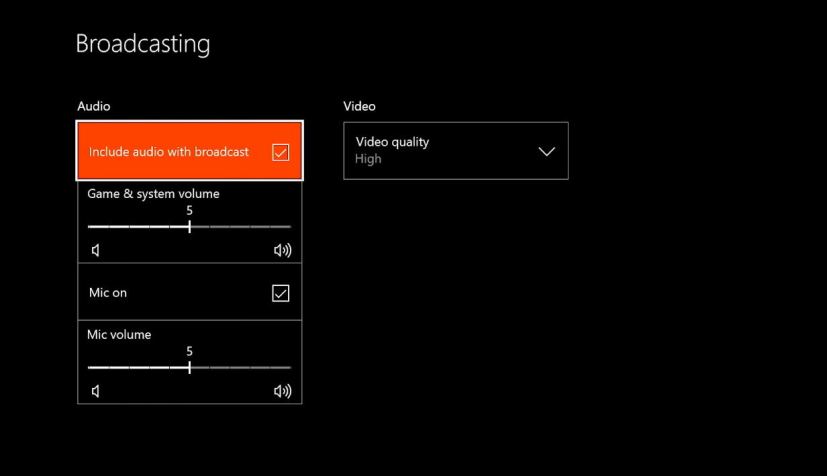 Paramètres de diffusion Xbox One