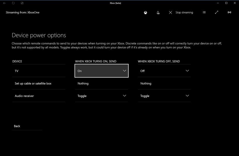 Options d'alimentation de l'appareil Xbox One