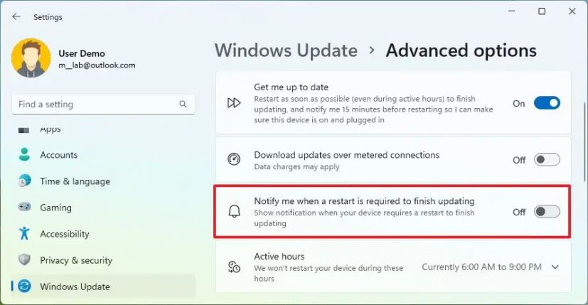Windows Update désactive les notifications