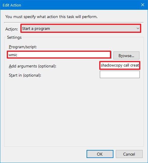 Activer les versions précédentes sur Windows 10 avec une tâche personnalisée
