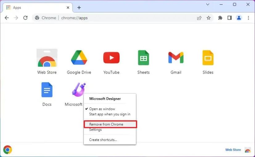 Google Chrome supprime l'application Microsoft Designer