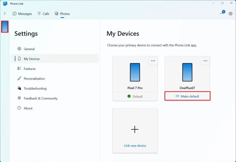 Dispositifs de commutation Phone Link