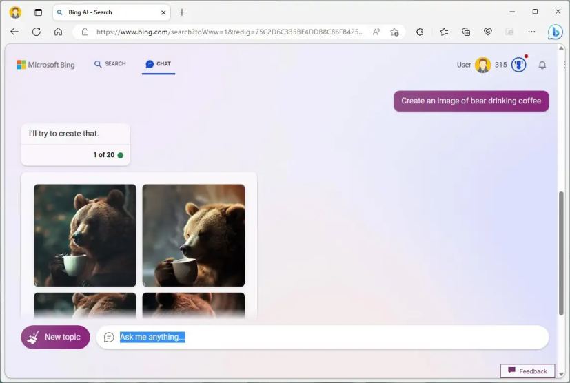 Bing Chat crée une image IA