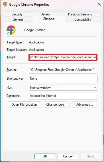 Raccourci d'édition Chrome pour Bing ChatGPT