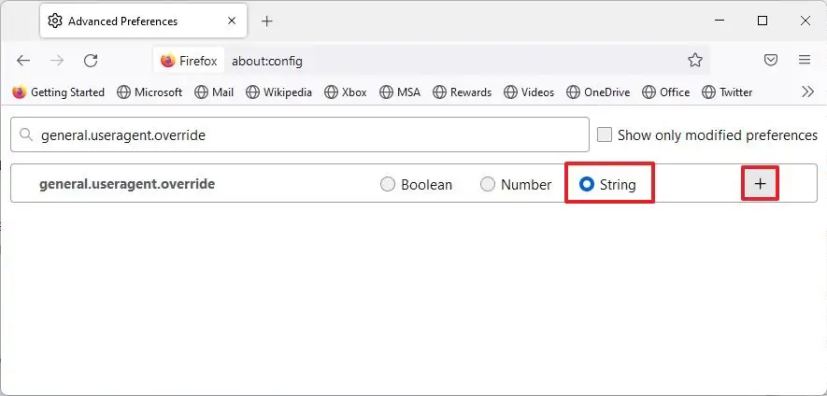 Firefox à propos de la configuration de l'agent utilisateur