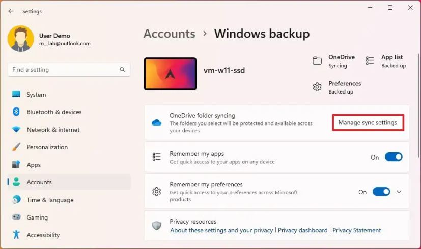 OneDrive gérer les paramètres de synchronisation