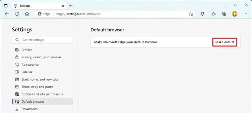 Configurer Edge par défaut